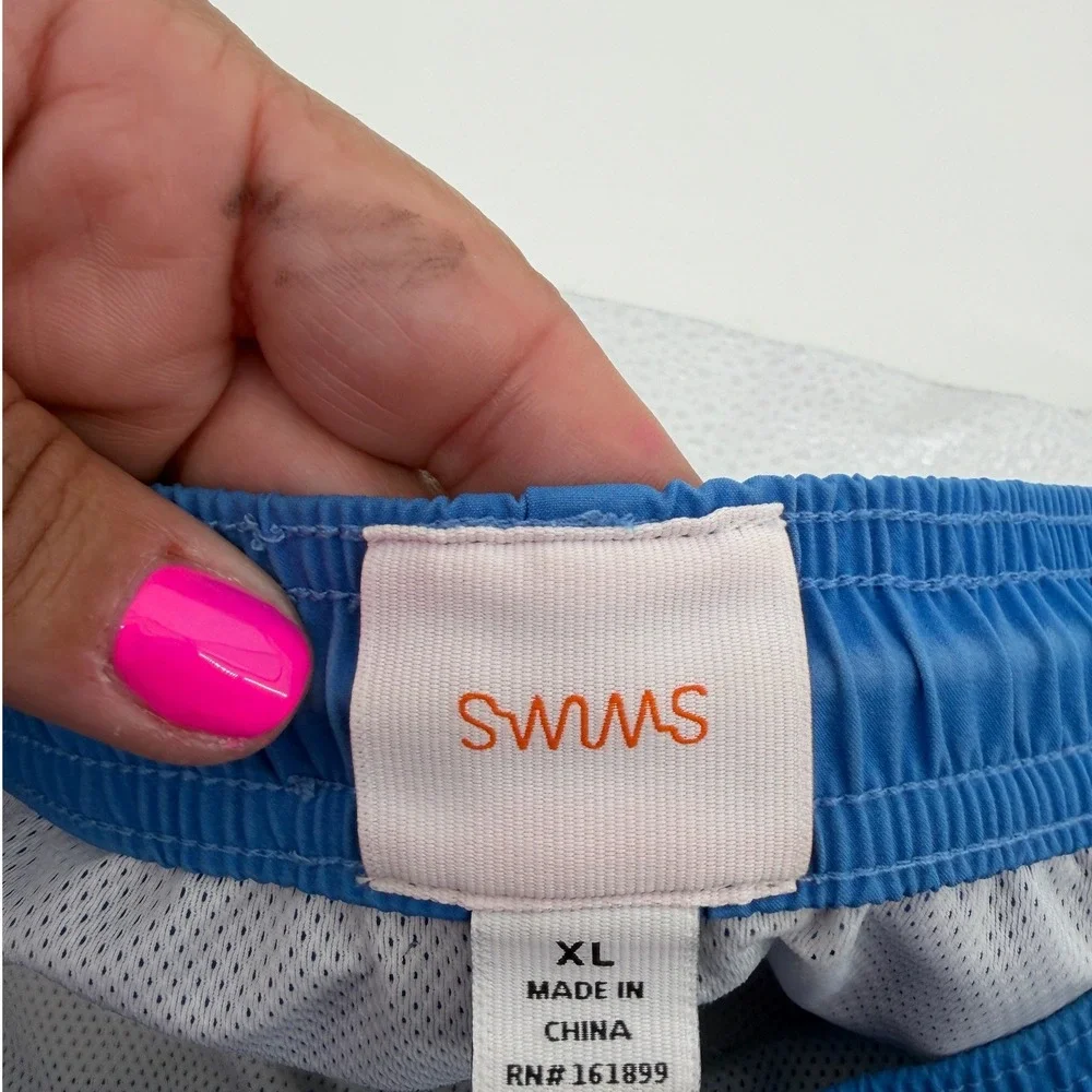 SWIMS Swim Trunks Side Stripes‎ XL Blue Mens Board Shorts Beachwear Summer